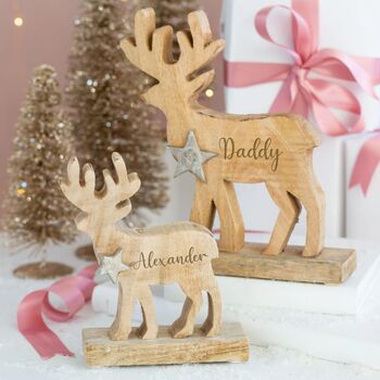 Personalised Wooden Reindeer Family Decoration, 5 of 9