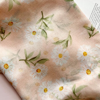 White Daisy Blossom Soft Pink Scarf, 5 of 7