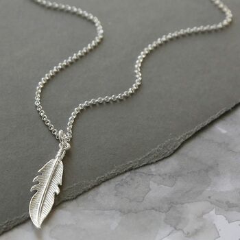 Sterling Silver Lucky Feather Necklace, 3 of 7