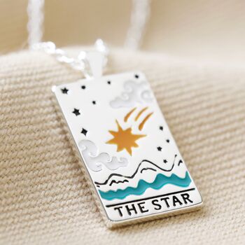 Enamel Tarot Card Necklace In Silver Plating, 9 of 11