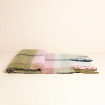 Olive And Pink Tartan Winter Scarf, 2 of 2
