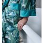 Ladies Green Leaf Print Cotton Dressing Gown, thumbnail 4 of 5