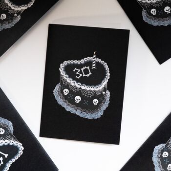 30th Gothic Birthday Cake Card, 2 of 5