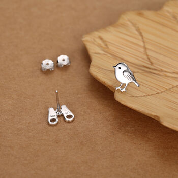 Sterling Silver Birdwatcher Mismatched Stud Earrings, 2 of 12