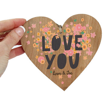 Personalised Love You Wooden Hanging Heart, 6 of 9