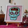 Day Of The Dead, Sugar Skull Reverse Glass Gold Leaf, thumbnail 3 of 8