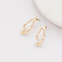 Gold Colour Irregular Hoop And Pearl Earrings, thumbnail 1 of 3