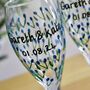 Pair Of Wedding Personalised Glass Champagne Flutes, thumbnail 2 of 10