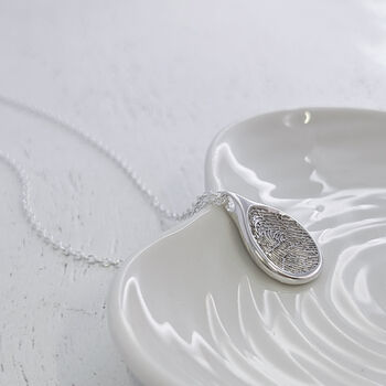 Silver Fingerprint Soft Droplet Pendant, 4 of 6