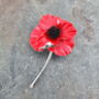 Poppy On Stem Red Flower Brooch, thumbnail 1 of 5