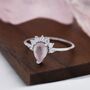 Genuine Pear Cut Rose Quartz Crown Ring, thumbnail 8 of 12