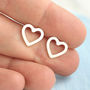 Silver Heart Earrings. Geometric Studs, thumbnail 9 of 10