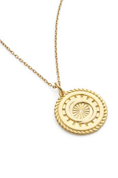 14 K Gold Sunburst Interlocking Circle Pendant Necklace, 3 of 4