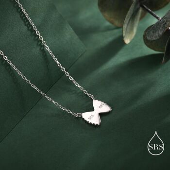 Sterling Silver Farfalle Pasta Shape Pendant Necklace, 7 of 12