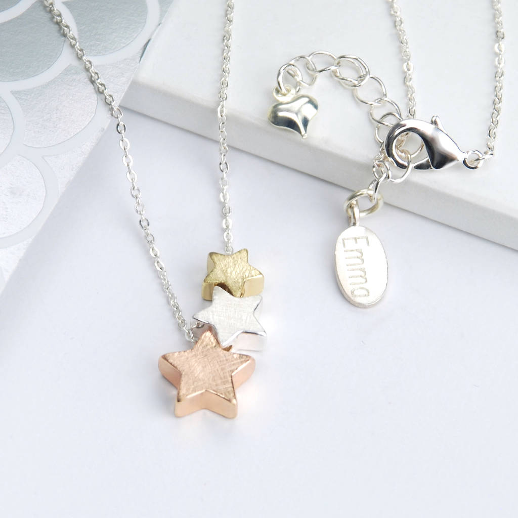 Personalised Triple Star Necklace By Penelopetom | notonthehighstreet.com