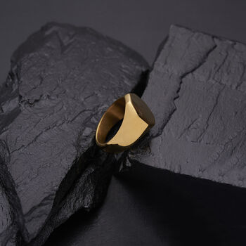 Engraved Hexagon Signet Gold Ring, 5 of 11