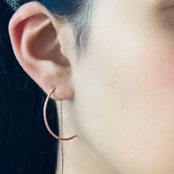 Half Hoop Textured Threader Sterling Silver Earrings, 4 of 6