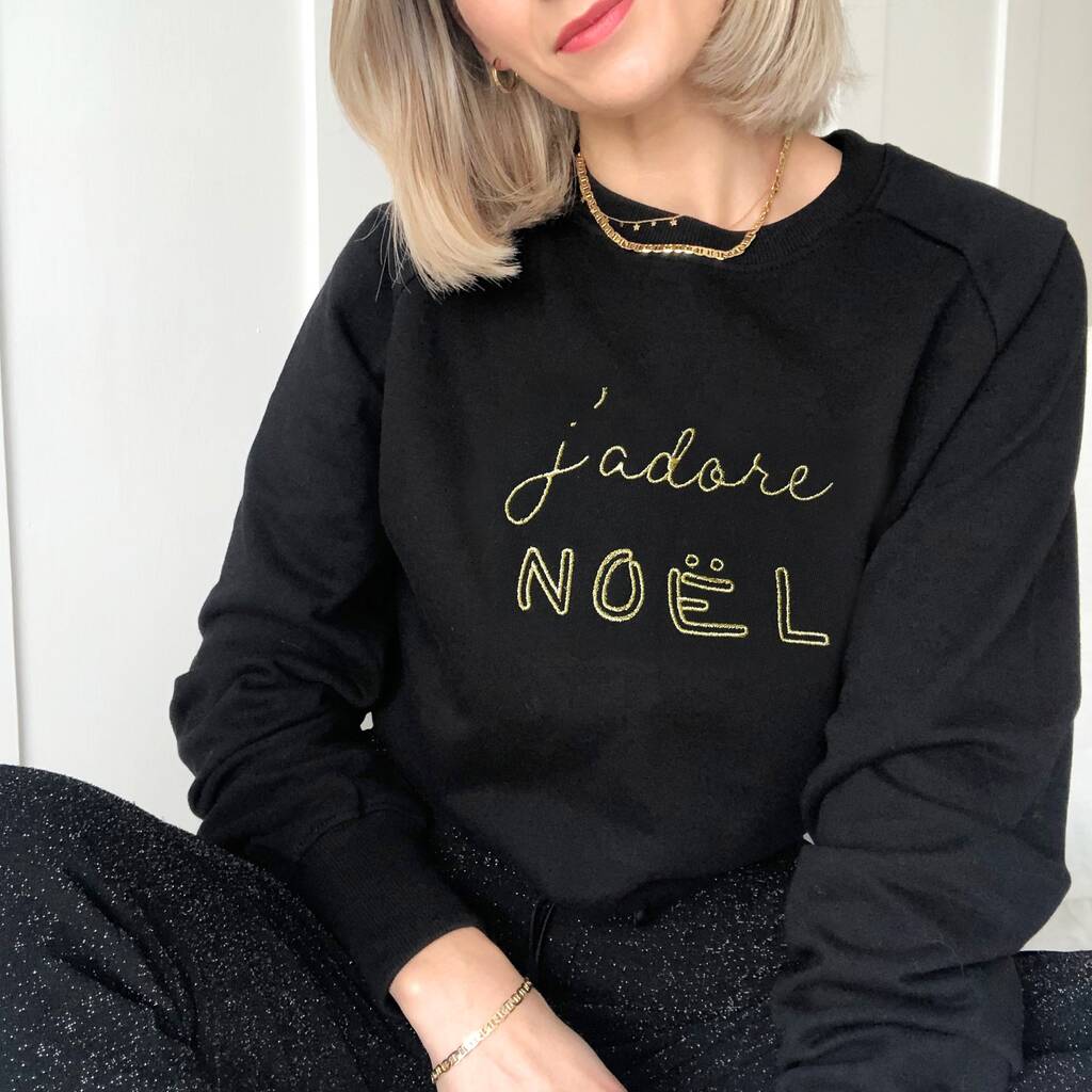 J'adore Noël Sweatshirt In Black, 1 of 8
