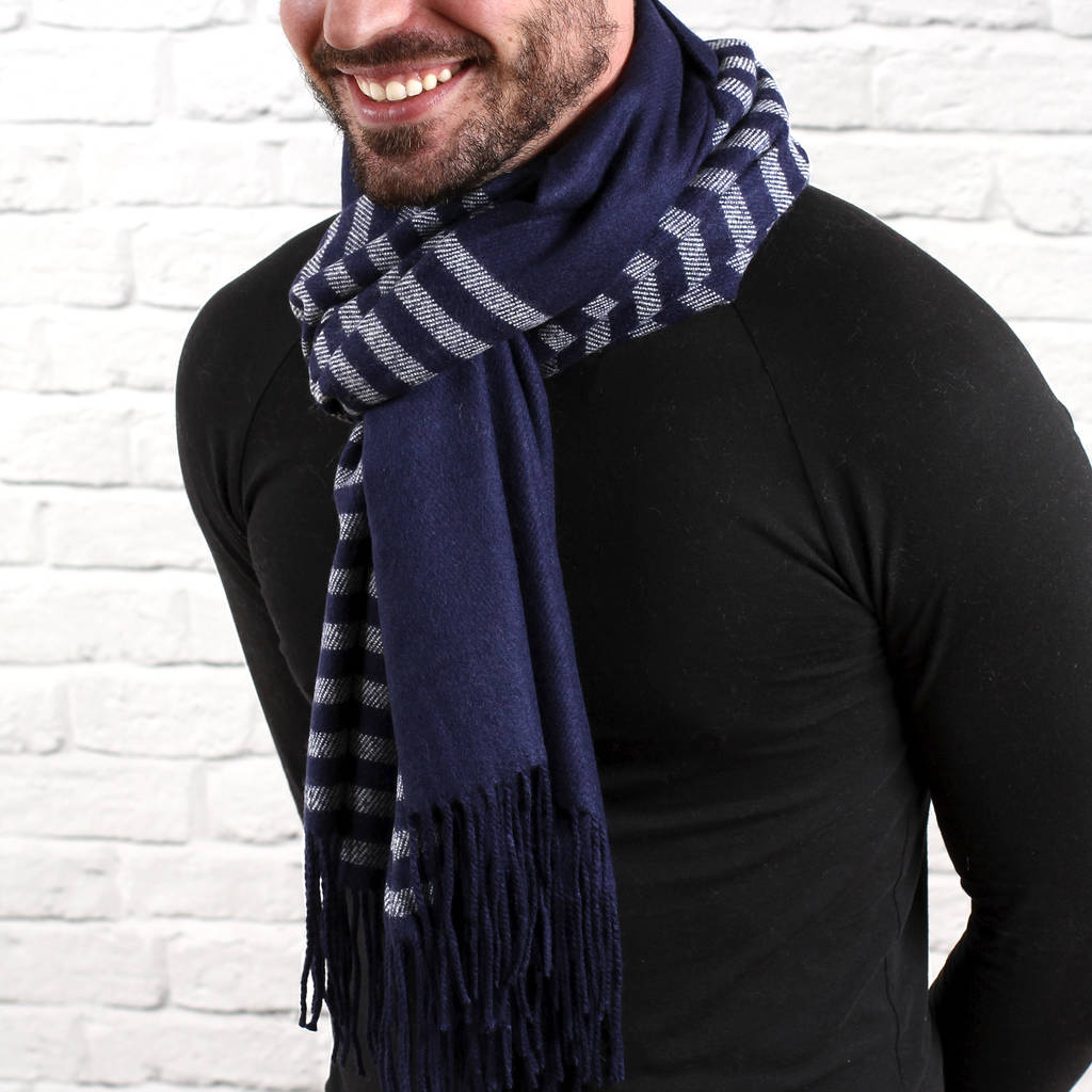 Men's Personalised Super Soft Stripe Scarf By Hurleyburley Man