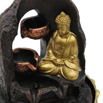 Golden Meditating Buddha Tabletop Water Feature 30cm, 6 of 8