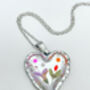 Silver Colour Heart Necklace With Pink Flowers, thumbnail 2 of 10