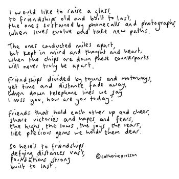 'Long Distance Friendship' Original Handwritten Poem, 3 of 3