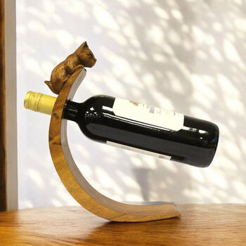 Cute Cat Wooden Wine Rack Gift For Wine Drinkers, 2 of 5