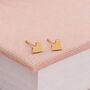 4mm Gold Plated Sterling Silver Heart Stud Earrings, thumbnail 2 of 7