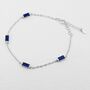 Sterling Silver Sapphire Blue Cz Baguette Satellite Bracelet, thumbnail 7 of 12