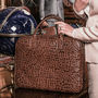 Luxury Leather Soft Briefcase 'Calvino Croco', thumbnail 1 of 10