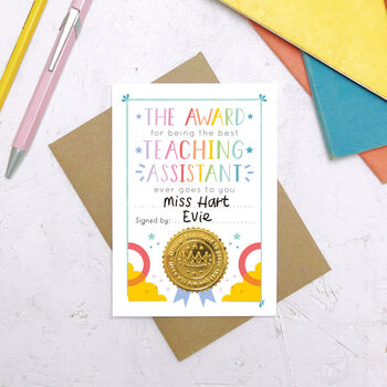 Best Teaching Assistant Certificate Card, 4 of 10