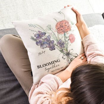 Birth Month Flower Couple Cushion, 2 of 8