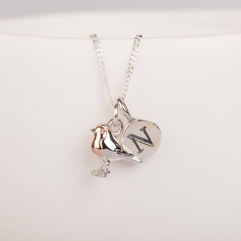 Personalised Solid Silver Baby Robin Necklace, 1 of 5