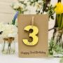 Personalised 3rd Third Birthday Card Wooden Three Gift, thumbnail 5 of 6