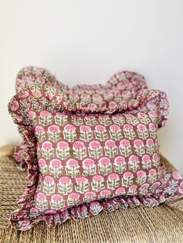 Pink Block Print Cushion, 2 of 3