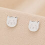 Kitten Stud Earrings In Sterling Silver, thumbnail 4 of 5