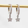 Sterling Silver And Crystal Star Hoop Earrings, thumbnail 2 of 6