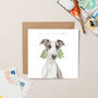 Lurcher With Tree Ears Christmas Card With Gold Foil, thumbnail 1 of 3