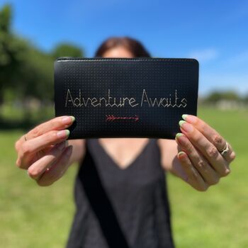 Stitch Where You've Been Travel Wallet Black Vegan, 8 of 11