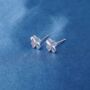 Silver Four Leaf Clover Stud Earrings, Lucky Clover Earrings, thumbnail 6 of 7