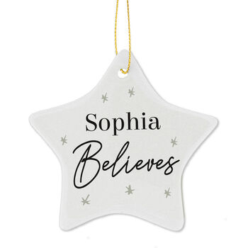 Personalised Believes Ceramic Star Hanging Decoration, 3 of 3