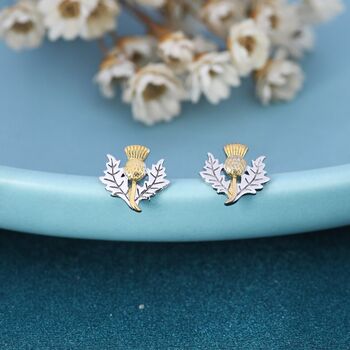 Thistle Flower Stud Earrings In Sterling Silver, 3 of 11