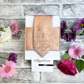 Spice Woodland Leaves Wedding Tie Set, 3 of 6