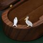 Sterling Silver Mismatched Pelican Bird And Fish Stud Earrings, thumbnail 6 of 12