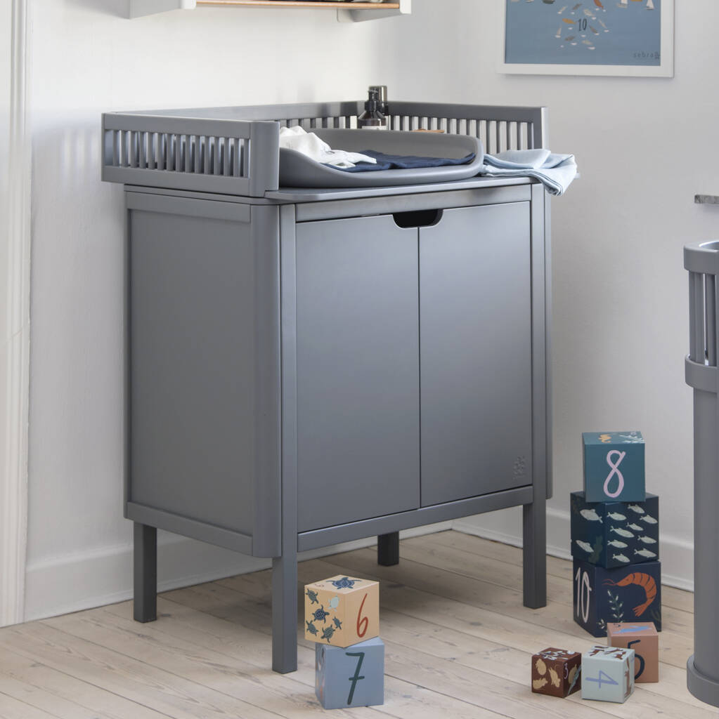 Charcoal Grey Beech Wood Changing Unit, 1 of 4