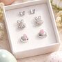 Dainty Earrings Set Easter Gift Sterling Silver, thumbnail 1 of 5