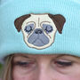 Cute Embroided Pug Beanie Hat, thumbnail 5 of 7