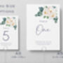 Wedding Table Numbers Dark Green Leaf And White Floral, thumbnail 3 of 4