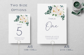 Wedding Table Numbers Dark Green Leaf And White Floral, 3 of 4
