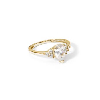 9ct Solid Gold Pear Cubic Zirconia Ring, 3 of 4